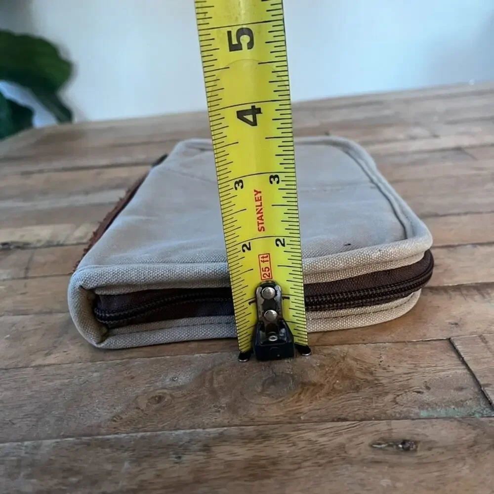 Vintage Khaki Canvas and Leather Everyday Carry Pocket Organizer Bible Cover